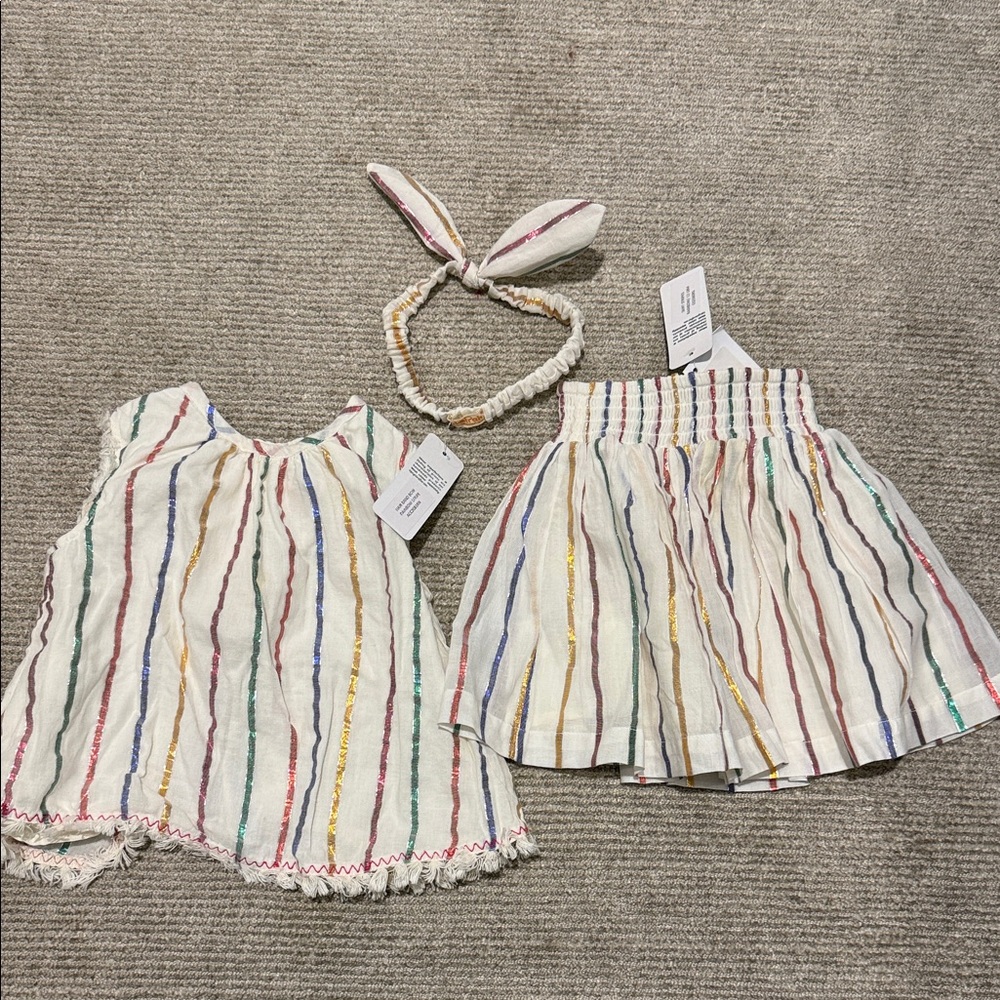 Striped swing top with matching skirt and headband.  BRAND new with tags!
